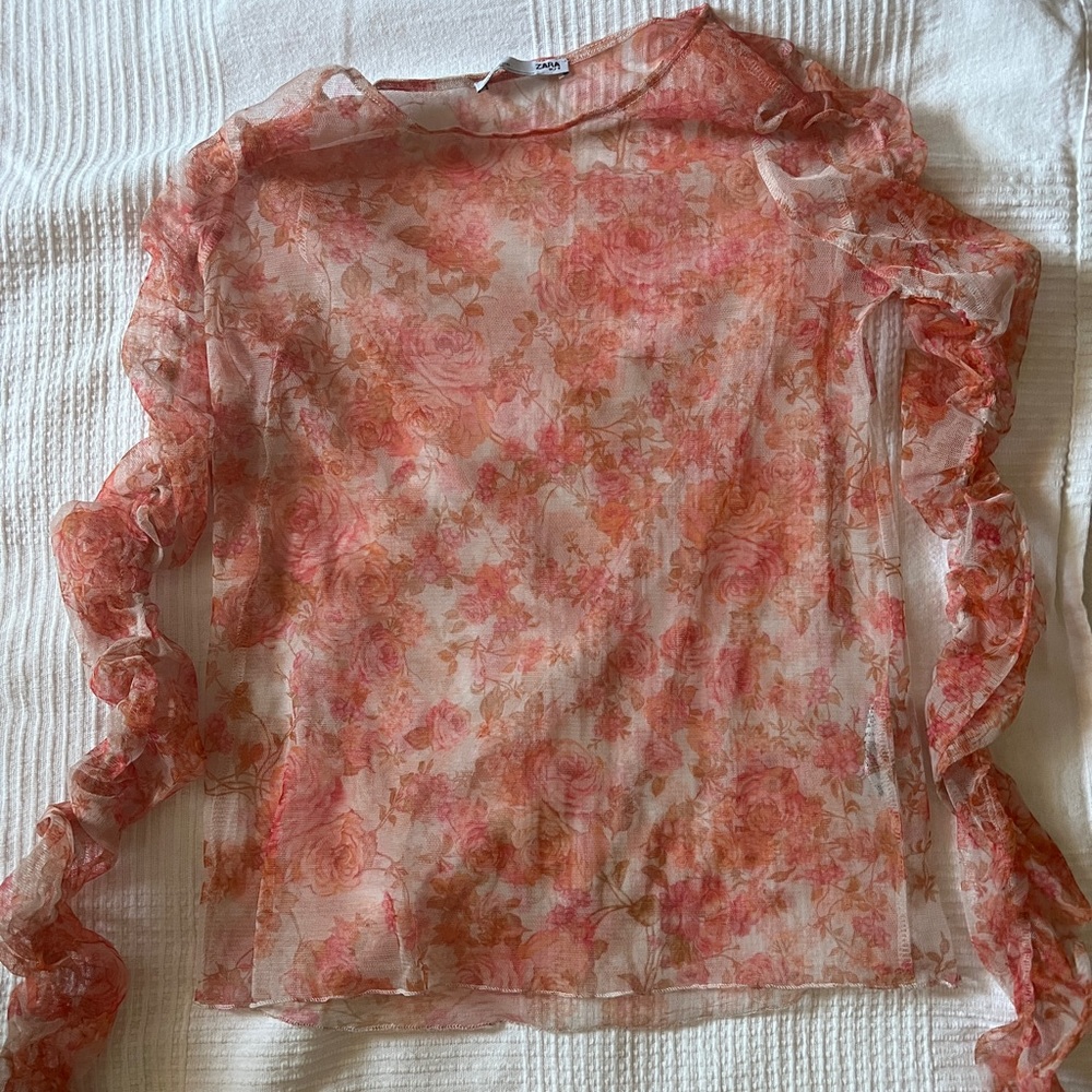 Zara Floral Mesh Top
